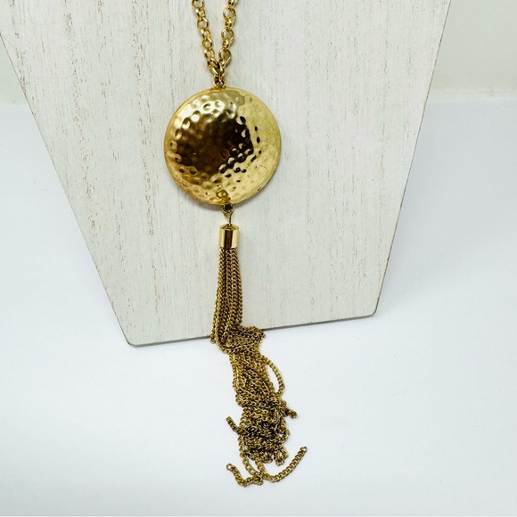 Statement gold tone tassel fashion necklace - Picture 6 of 6